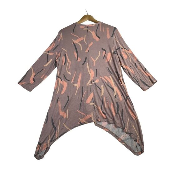 LOGO by Lori‎ Goldstein Printed Button Front Cardigan A290230 Large Peach - Picture 4 of 6